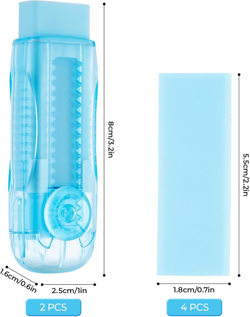 MG 6 Pack Sliding Retractable Rubber Erasers, Push-Pull Large Pencil Erasers with Transparent Plastic Sleeve, Soft Rubber Erasers for Office, Drafting, and Everyday Use - Image 4